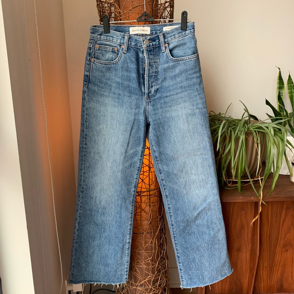 The Denim Forum The Farrah High Rise Wide Leg 28L Size 26
